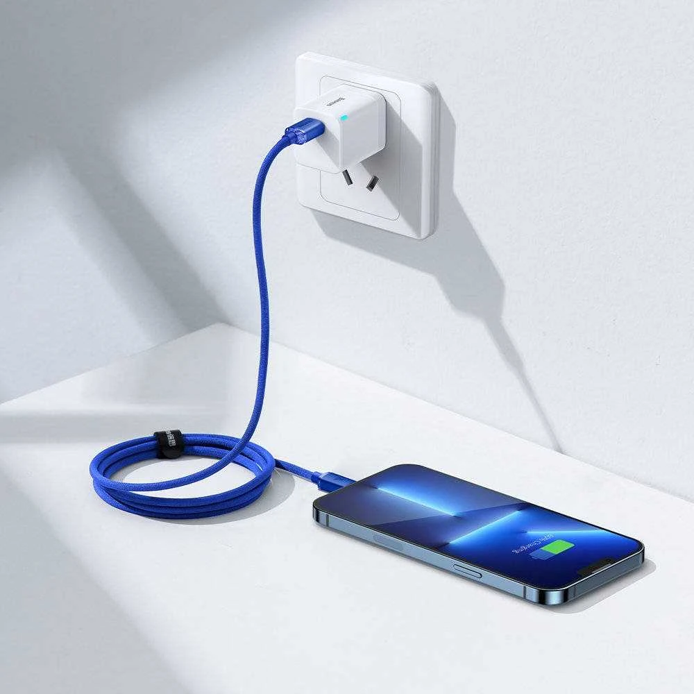 Baseus Crystal USB-C – Lightning laidas 20W 1.2m – Mėlynas