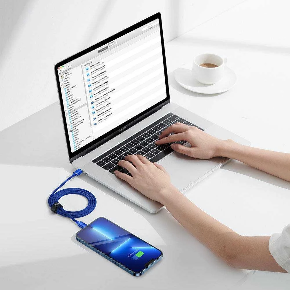 Baseus Crystal USB-C – Lightning laidas 20W 1.2m – Mėlynas
