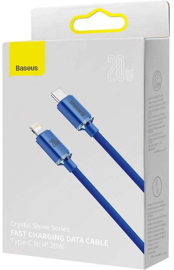 Baseus Crystal USB-C – Lightning laidas 20W 1.2m – Mėlynas