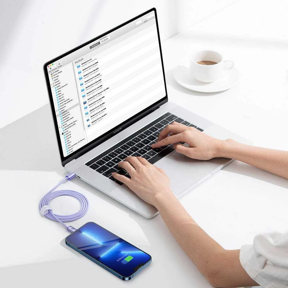 Baseus Crystal Shine USB-C – Lightning laidas 20W PD 1.2m – Violetinis
