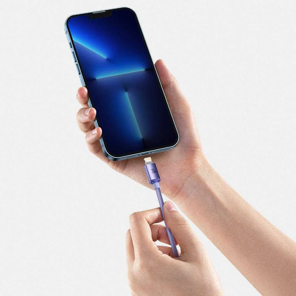 Baseus Crystal Shine USB-C – Lightning laidas 20W PD 1.2m – Violetinis