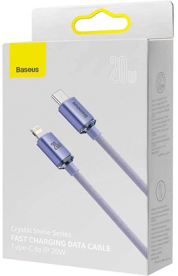 Baseus Crystal Shine USB-C – Lightning laidas 20W PD 1.2m – Violetinis