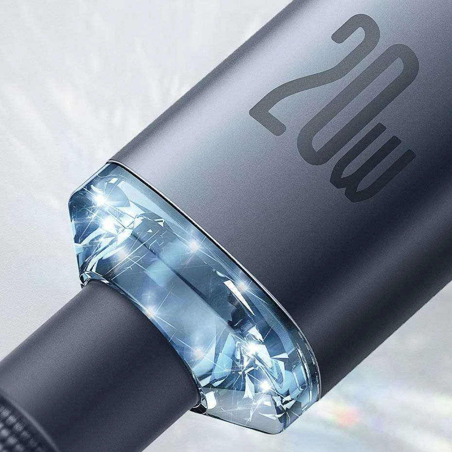 Baseus Crystal Shine USB-C – Lightning laidas 20W PD 1.2m – Violetinis