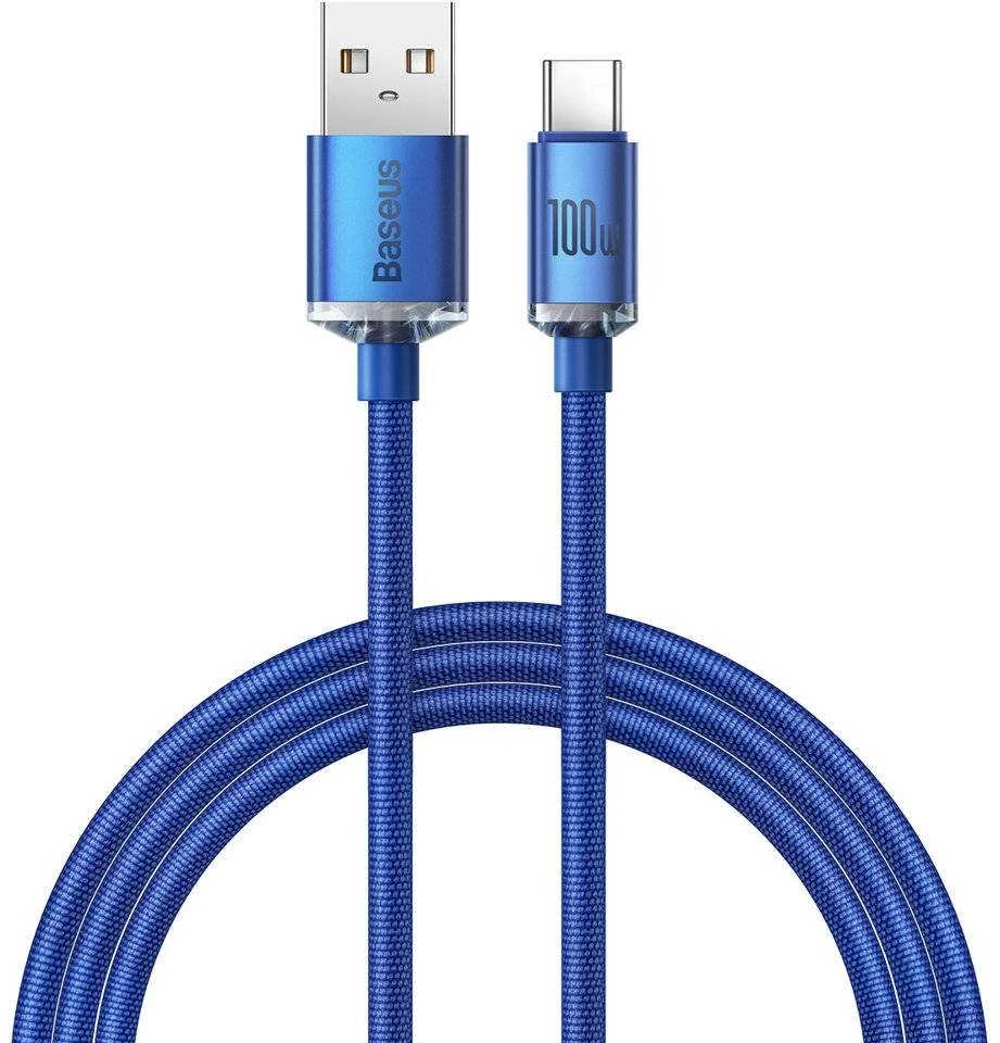 Baseus Crystal Shine kabelis USB - USB-C 5A 100W 1.2m mėlynas
