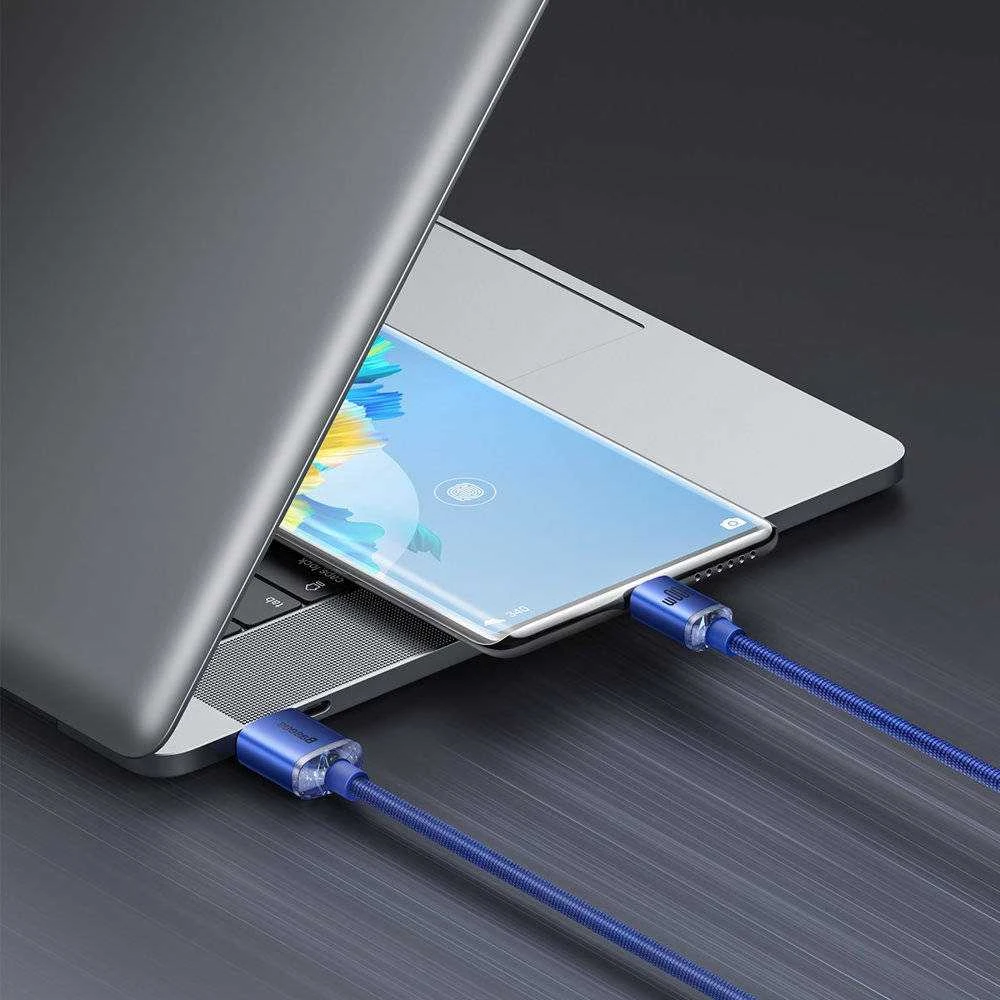 Baseus Crystal Shine kabelis USB - USB-C 5A 100W 1.2m mėlynas
