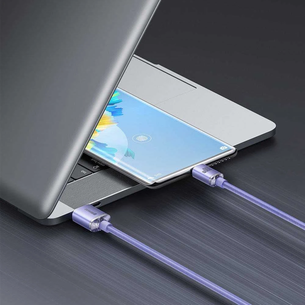 Baseus Crystal Shine USB – USB-C laidas 5A 1.2m – Violetinis