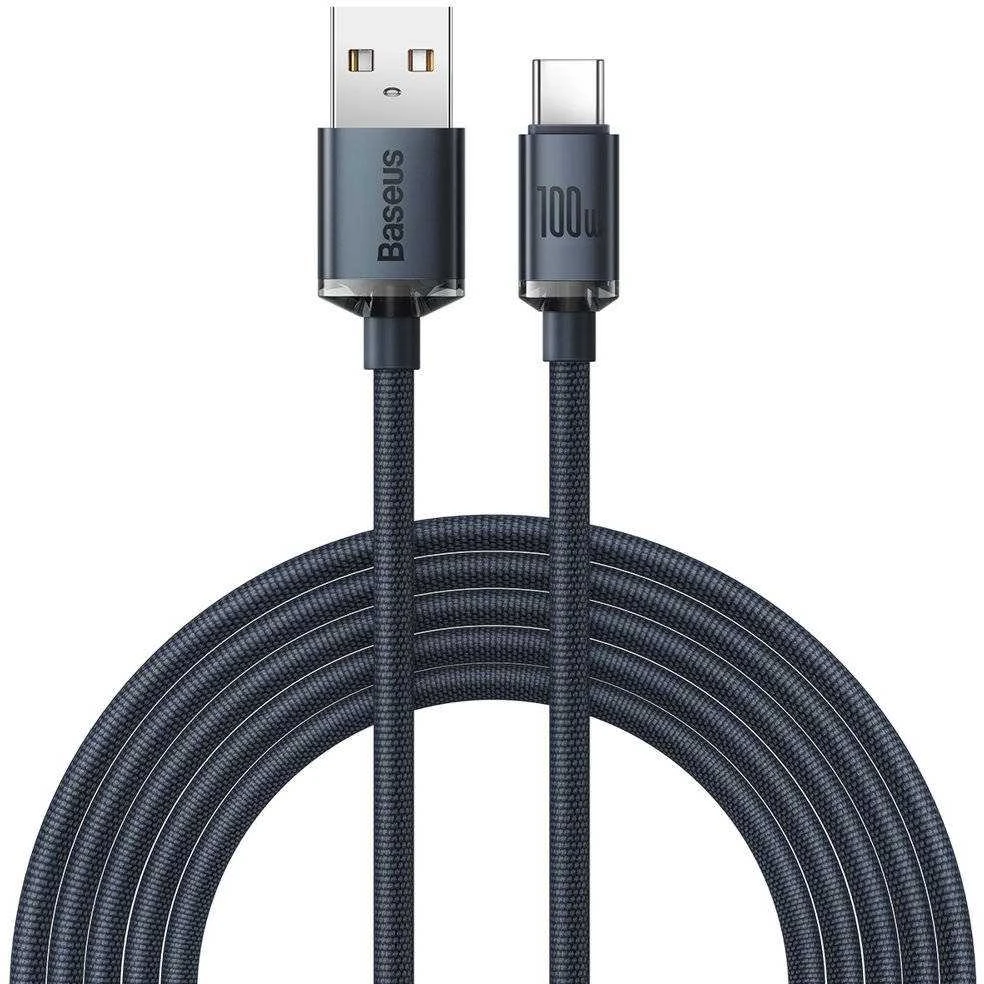 Baseus Crystal USB-USB-C laidas, 100W, 2m - juodas