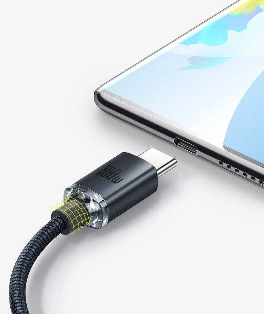 Baseus Crystal USB-USB-C laidas, 100W, 2m - juodas