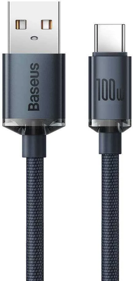 Baseus Crystal USB-USB-C laidas, 100W, 2m - juodas