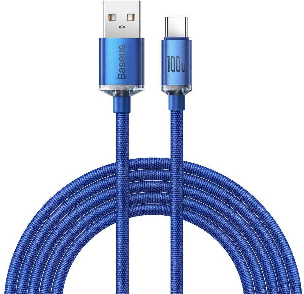 Baseus Crystal Shine kabelis USB - USB-C 100W 2m mėlynas