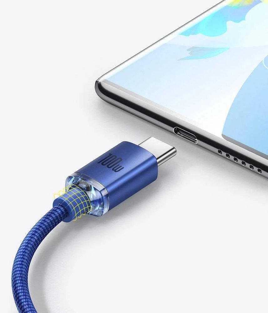 Baseus Crystal Shine kabelis USB - USB-C 100W 2m mėlynas