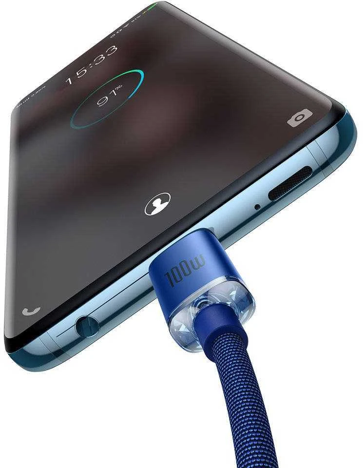 Baseus Crystal Shine kabelis USB-C - USB-C 100W 1.2m mėlynas