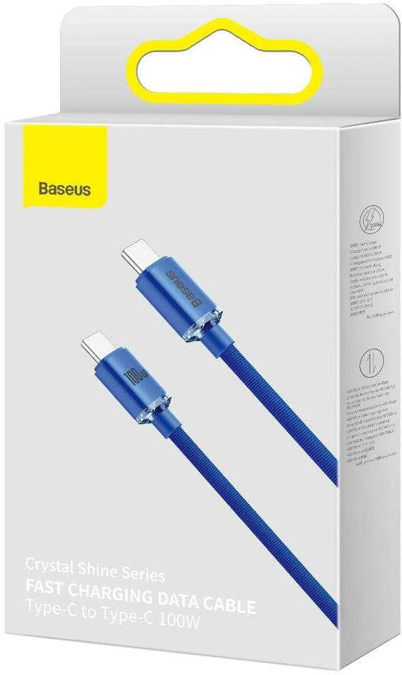 Baseus Crystal Shine kabelis USB-C - USB-C 100W 1.2m mėlynas
