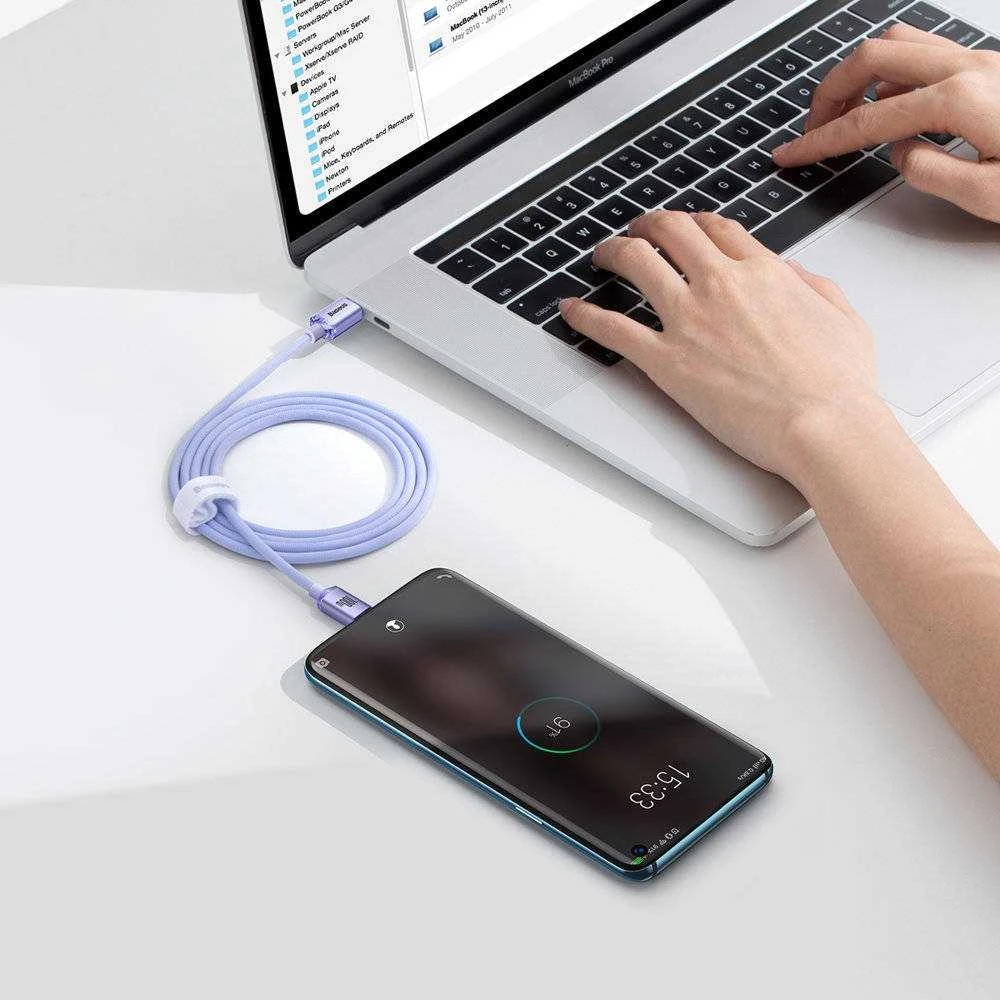 Baseus Crystal Shine USB-C – USB-C laidas 100W 1.2 m – Violetinis