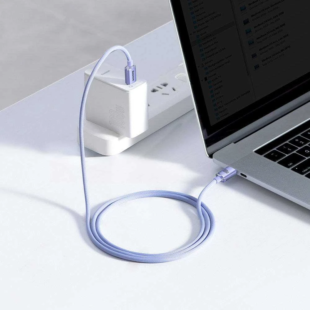 Baseus Crystal Shine USB-C – USB-C laidas 100W 1.2 m – Violetinis