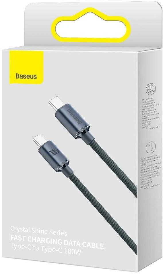 Baseus Crystal USB-C - USB-C laidas 100W 2m - Juodas