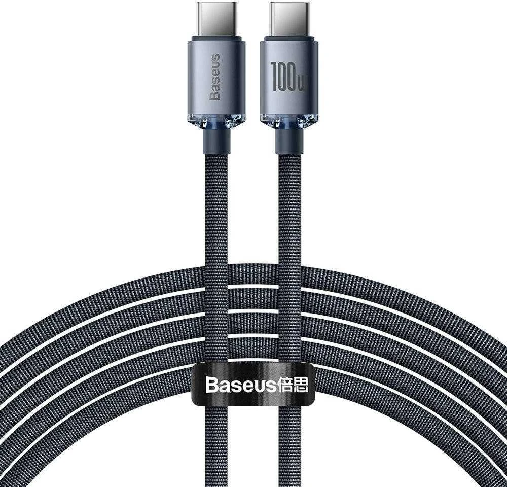 Baseus Crystal USB-C - USB-C laidas 100W 2m - Juodas