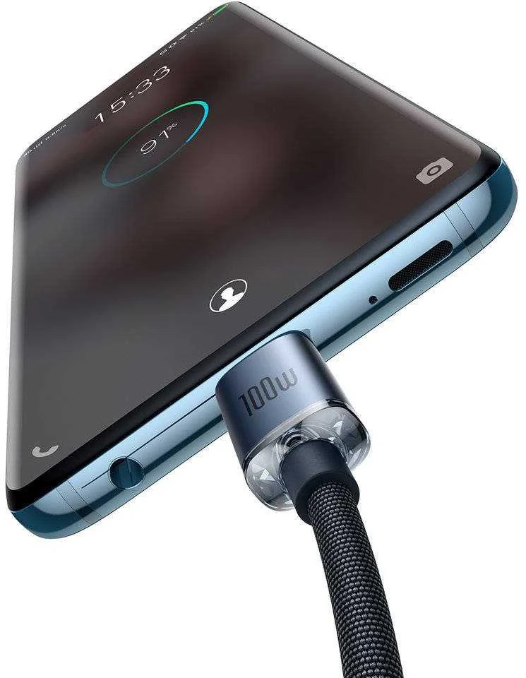 Baseus Crystal USB-C - USB-C laidas 100W 2m - Juodas