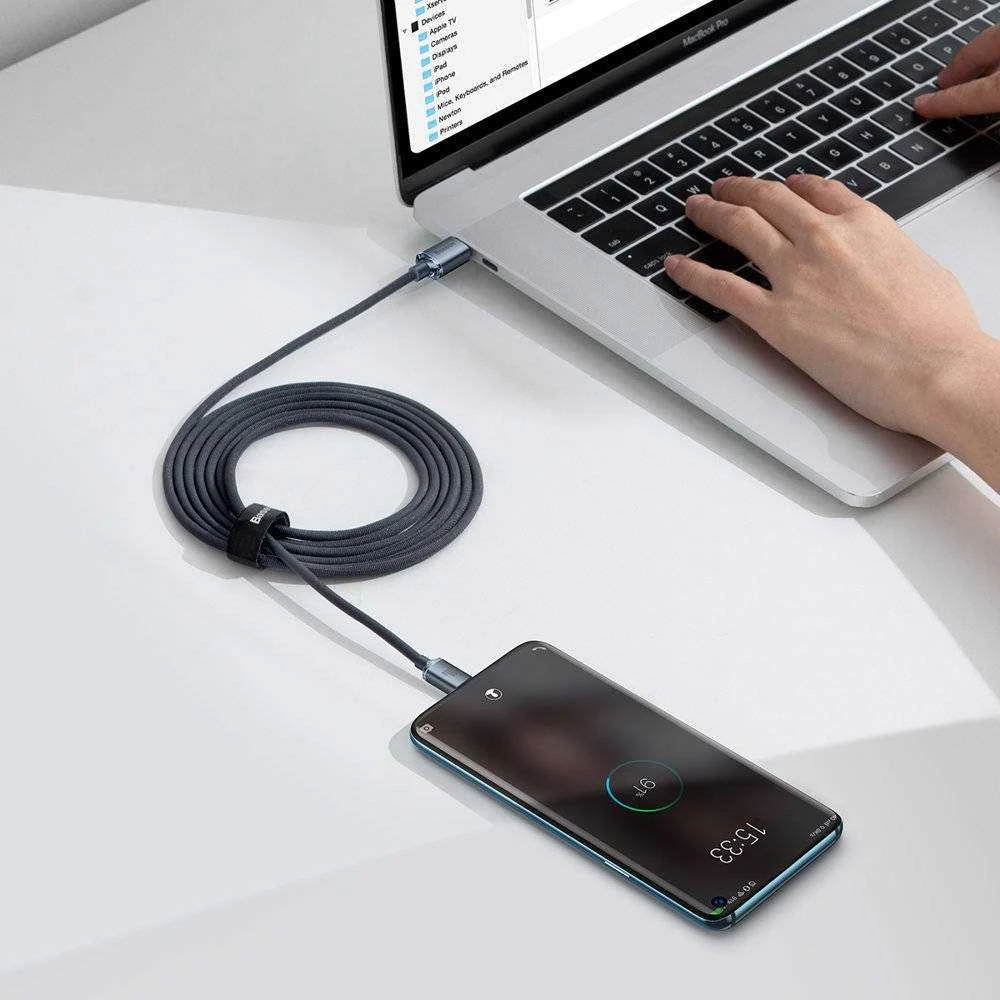 Baseus Crystal USB-C - USB-C laidas 100W 2m - Juodas