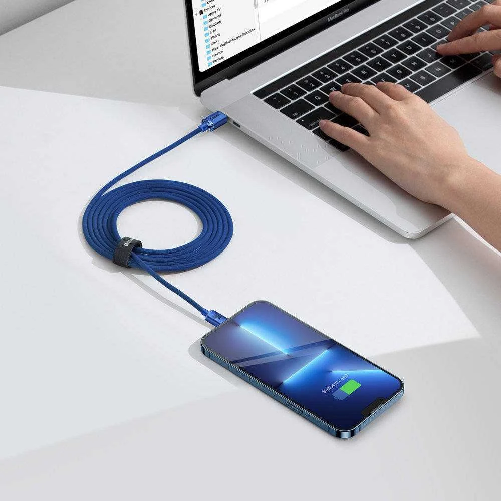 Baseus Crystal Shine kabelis USB-C - USB-C 100W 2m mėlynas