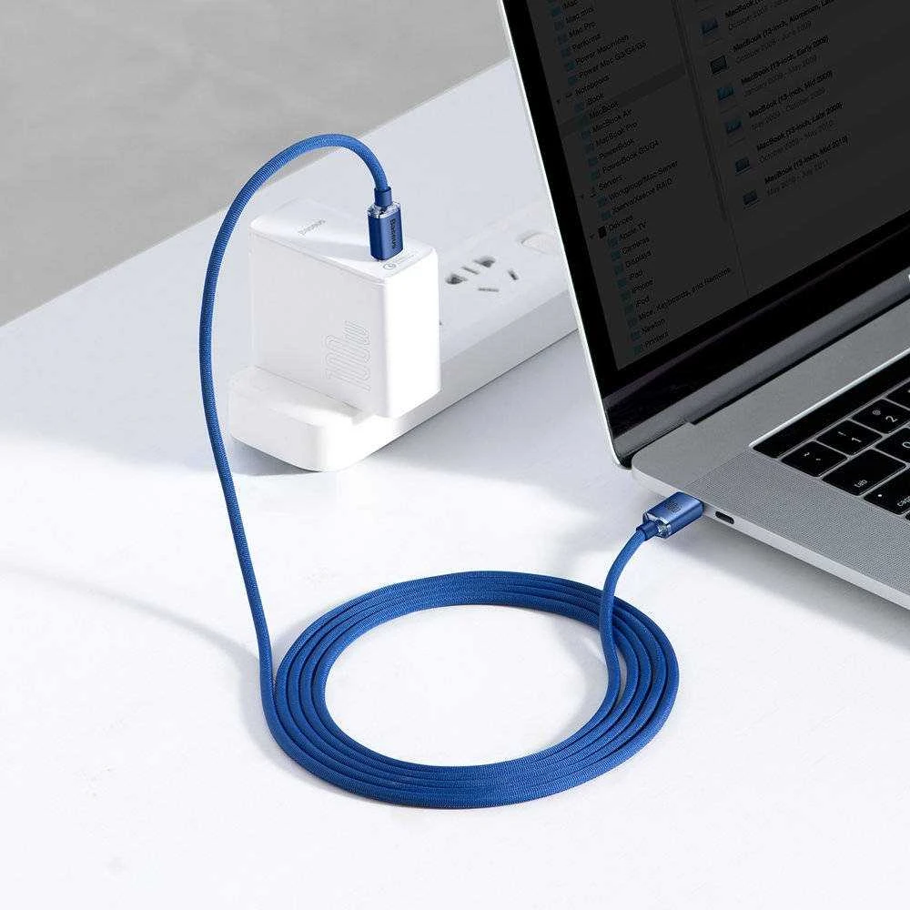 Baseus Crystal Shine kabelis USB-C - USB-C 100W 2m mėlynas
