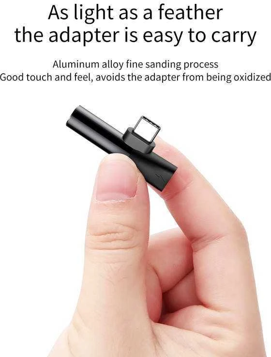 Baseus Audio adapteris L41 USB-C prie 3.5mm AUX lizdo + USB-C - Juodas