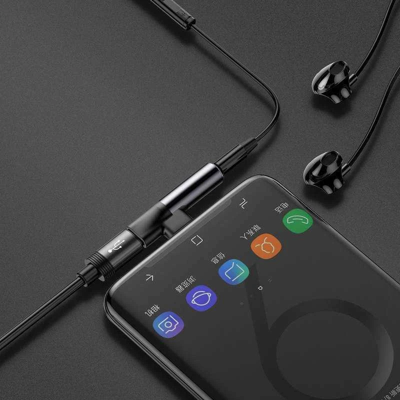 Baseus Audio adapteris L41 USB-C prie 3.5mm AUX lizdo + USB-C - Juodas