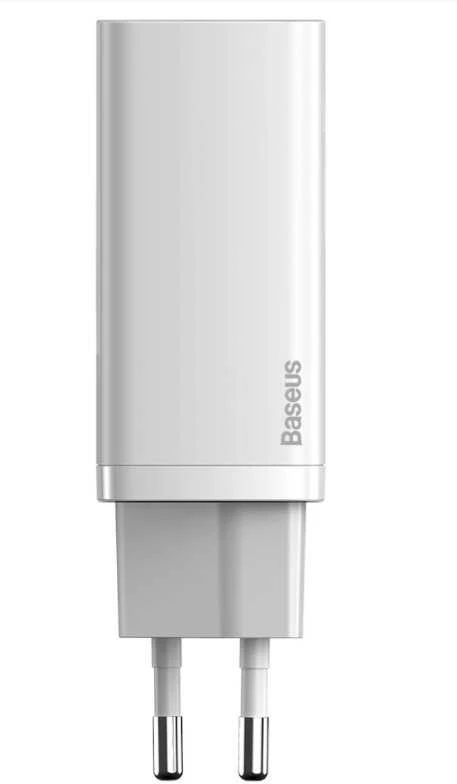 Baseus Sieninis įkroviklis GaN2 Lite 65W USB + USB-C QC4+ PD3.0 SCP FCP AFC, baltas