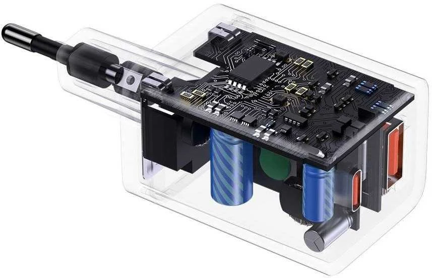 Baseus Super Si Pro įkroviklis USB + USB-C 30W - Juodas