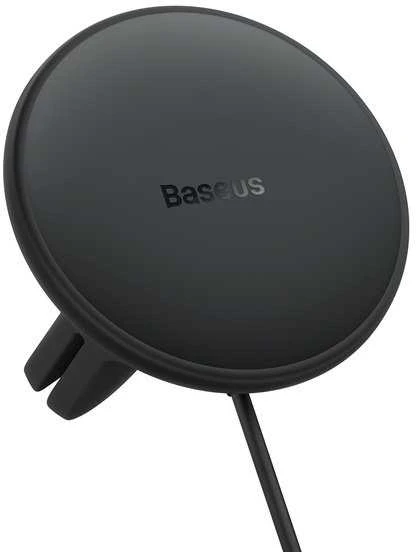 Magnetinis automobilinio telefono laikiklis Baseus CW01 prie ventiliacijos tinklelio su automobiliniu įkrovikliu USB-C, 15W + 25W (juodas)