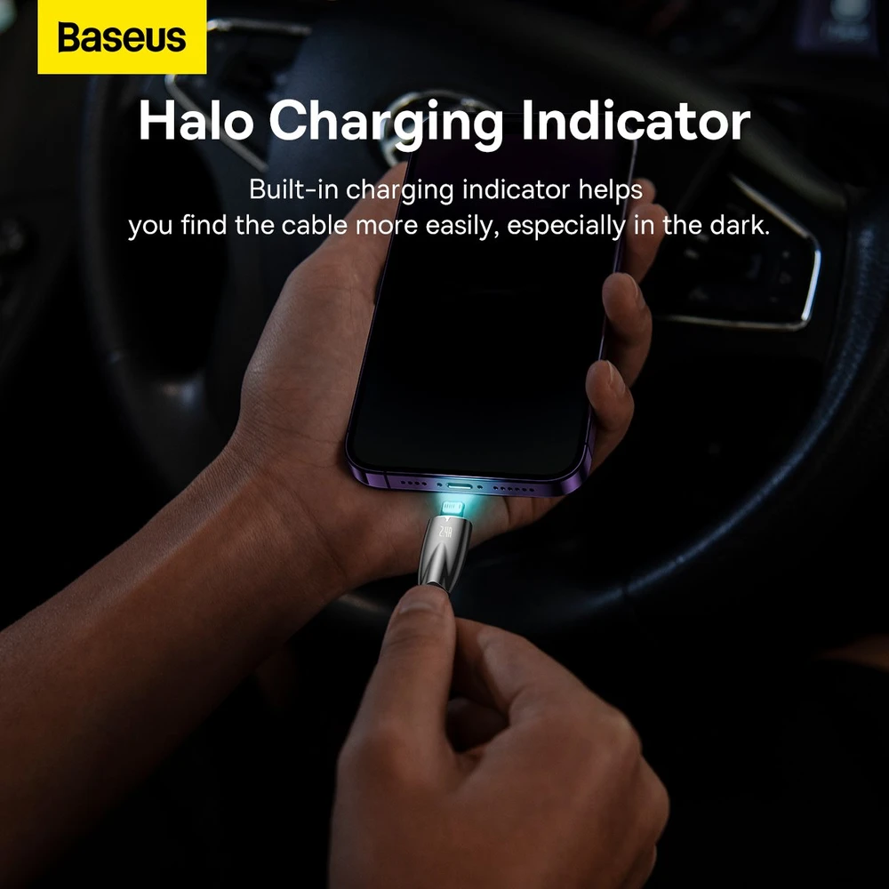 USB laidas, skirtas Lightning Baseus Glimmer Series, 2.4A, 2m (juodas)