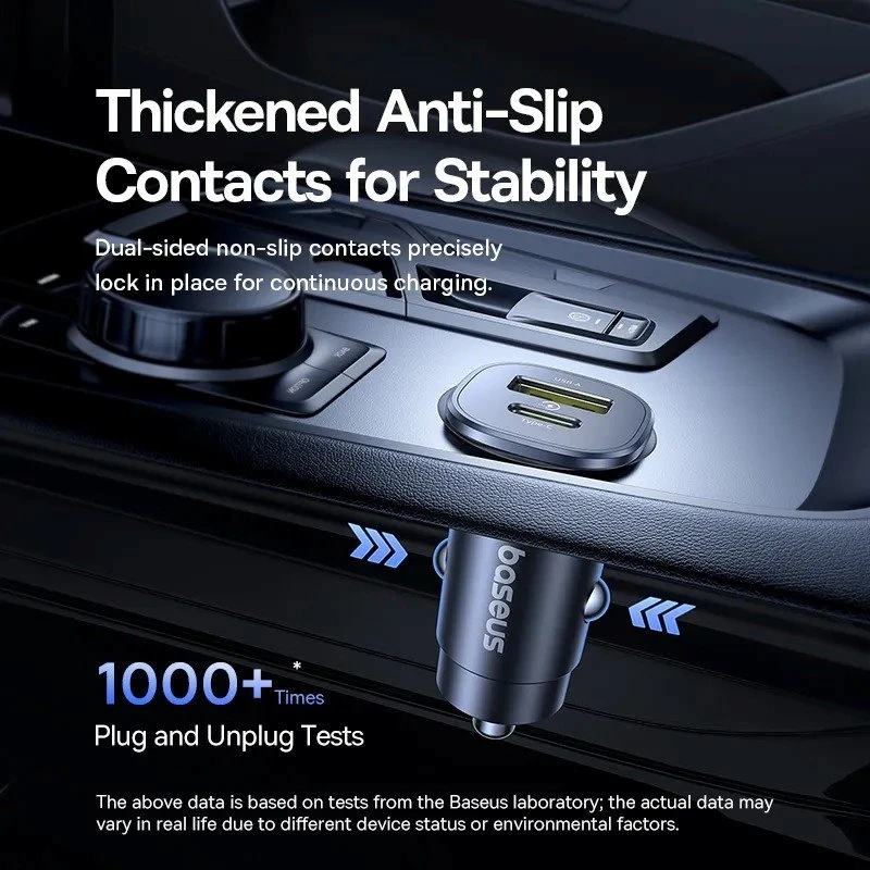 Baseus Automobilinis įkroviklis GoTrip 30W 12-24V USB-A + USB-C QC PD, juodas