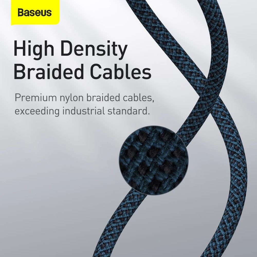 Baseus High Density Braided kabelis Type-C į Lightning PD 20W 2m - Mėlynas
