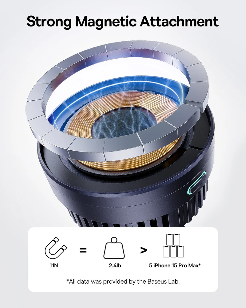 Automobilinis laikiklis su indukciniu įkrovikliu Baseus MagPro 15W Qi2.0 (juodas)