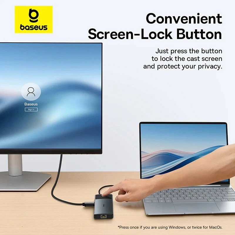 Jungčių stotelė / adapteris USB C kištukas - 1in10 2xHDMI RJ45 SD/TF USB3 BASEUS