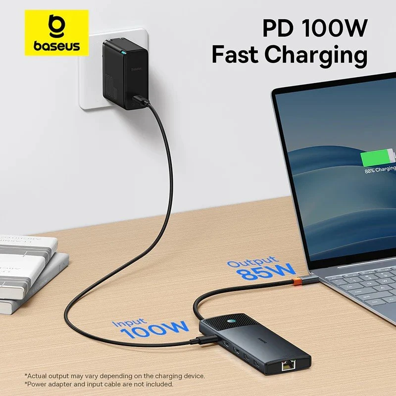 Jungčių stotelė / adapteris USB C kištukas - 1in10 2xHDMI RJ45 SD/TF USB3 BASEUS