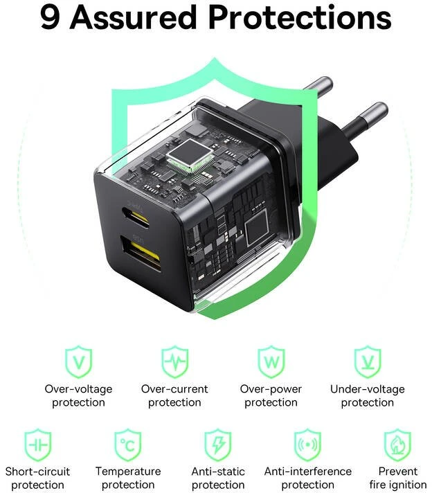 Baseus Palm 30W USB-C USB-A - juoda
