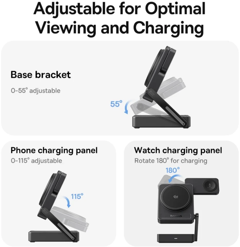 Baseus įkroviklis Belaidis PicoGo AF21 3in1 Qi2.2 35W su USB-C kabeliu 1m - juoda (6942521201723)