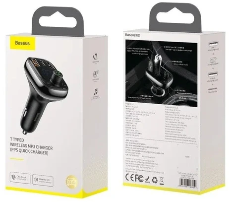 Automobilinis Bluetooth MP3 grotuvas Baseus T Shaped S-13 Juodas OS