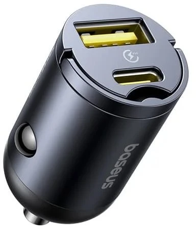 „Baseus Tiny Star“ mini automobilinis įkroviklis USB-A/USB-C, 30 W, „Cosmic Juodas“