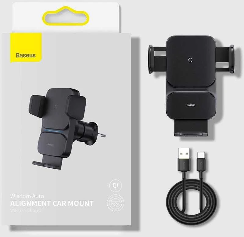 Baseus Automobilinis laikiklis 4.7-7.5" ekranų telefonams su belaidžiu Qi įkrovimu 15W, IR jutikliu