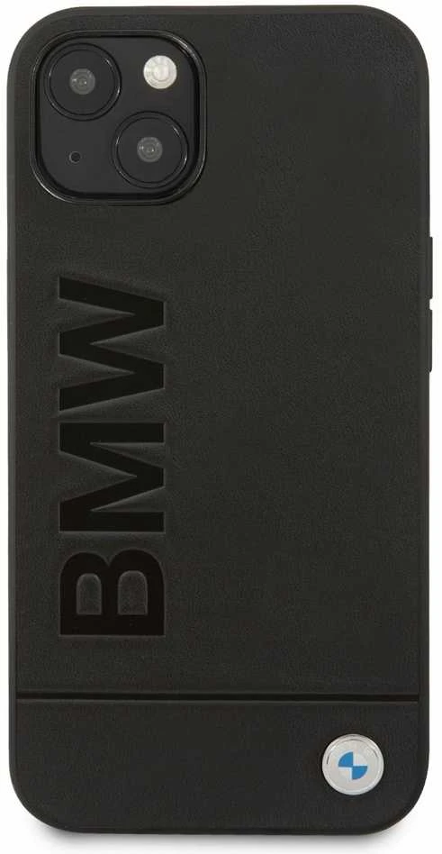Dėklas BMW BMHCP14MSLLBK iPhone 14 Plus / 15 Plus 6,7″ juodos spalvos Leather Stamp