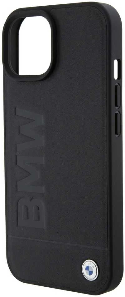 Dėklas BMW BMHCP15SSLLBK Apple iPhone 15 14 13 6.1″ juodos spalvos Leather Hot Stamp