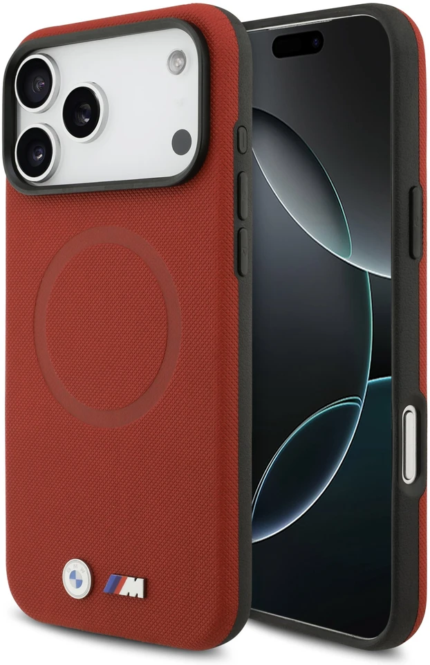 BMW M FW Metal Logo MagSafe dėklas skirtas Apple iPhone 17 Pro Max Raudona