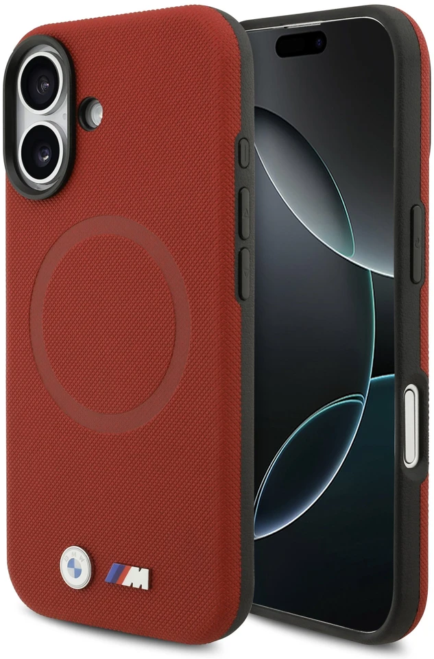 BMW M FW Metal Logo MagSafe dėklas skirtas Apple iPhone 17 Raudona