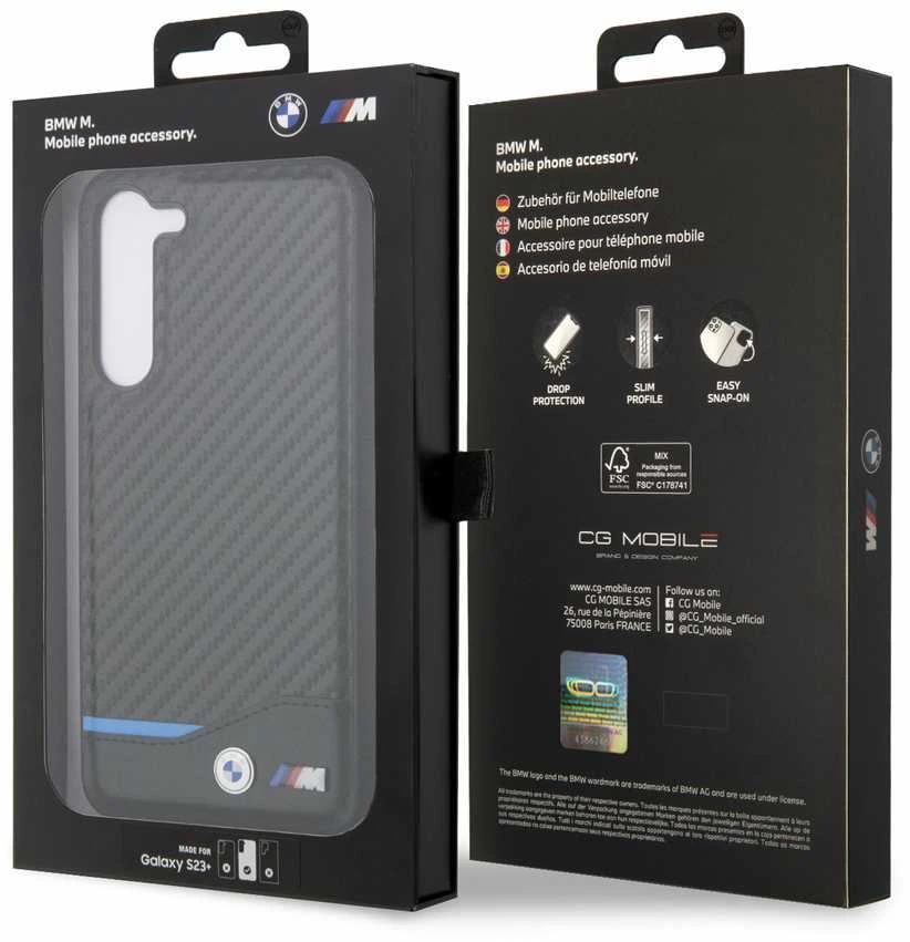 Dėklas BMW BMHCS23M22NBCK S23+ S916 juodos spalvos Leather Carbon