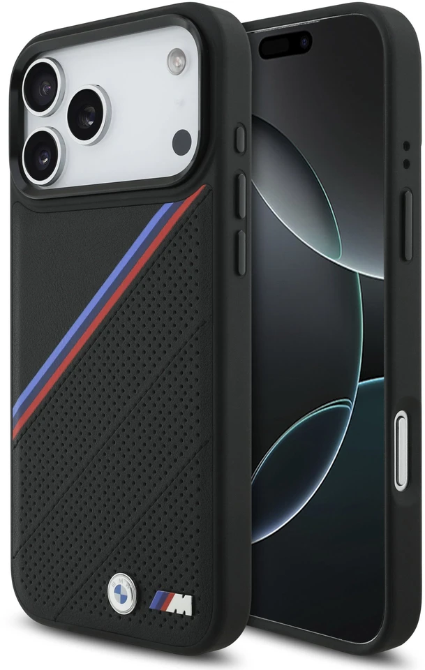 BMW M Tricolor Perforated Pattern MagSafe dėklas skirtas Apple iPhone 17 Pro Max Juodas