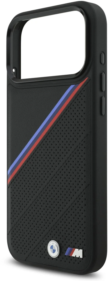 BMW M Tricolor Perforated Pattern MagSafe dėklas skirtas Apple iPhone 17 Pro Max Juodas