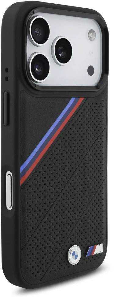 BMW M Tricolor Perforated Pattern MagSafe dėklas skirtas Apple iPhone 17 Pro Juodas