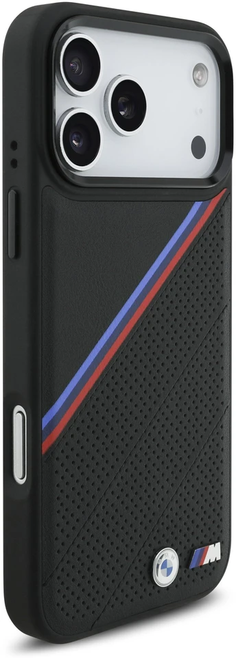 BMW M Tricolor Perforated Pattern MagSafe dėklas skirtas Apple iPhone 17 Pro Max Juodas